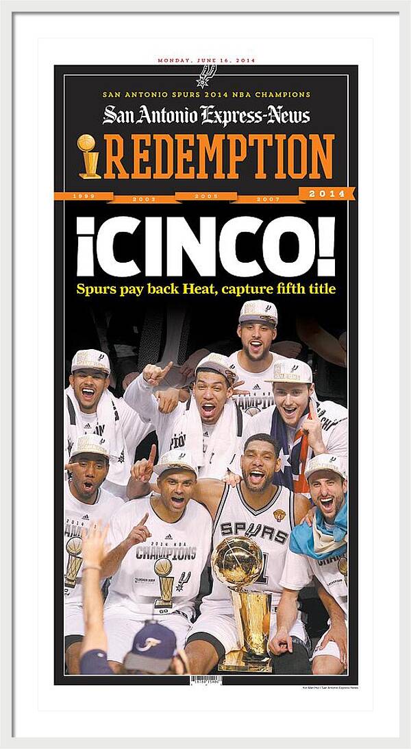 San Antonio Spurs Celebrate Fifth NBA Championship 2014 - Framed Print