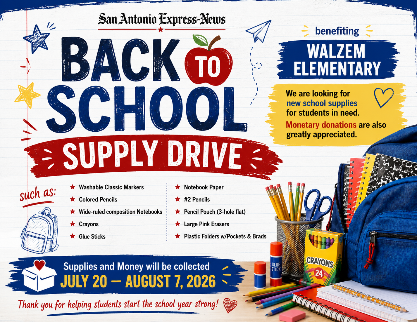 Hearst Gives Back School Supply Donation