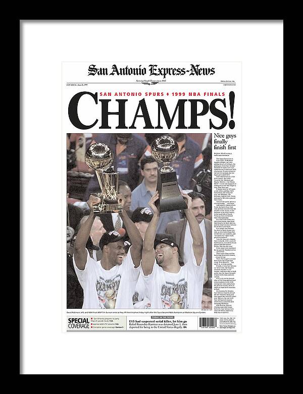 San Antonio Spurs 1999 NBA Finals Champs - Framed Print