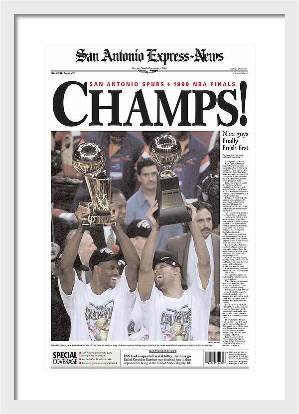 San Antonio Spurs 1999 NBA Finals Champs - Framed Print