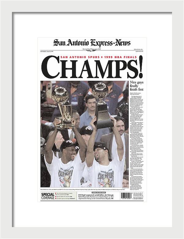 San Antonio Spurs 1999 NBA Finals Champs - Framed Print