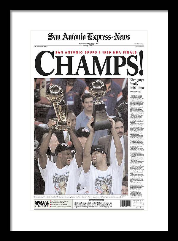 San Antonio Spurs 1999 NBA Finals Champs - Framed Print