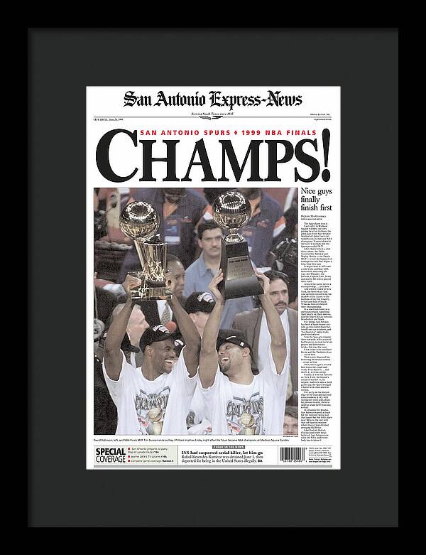 San Antonio Spurs 1999 NBA Finals Champs - Framed Print
