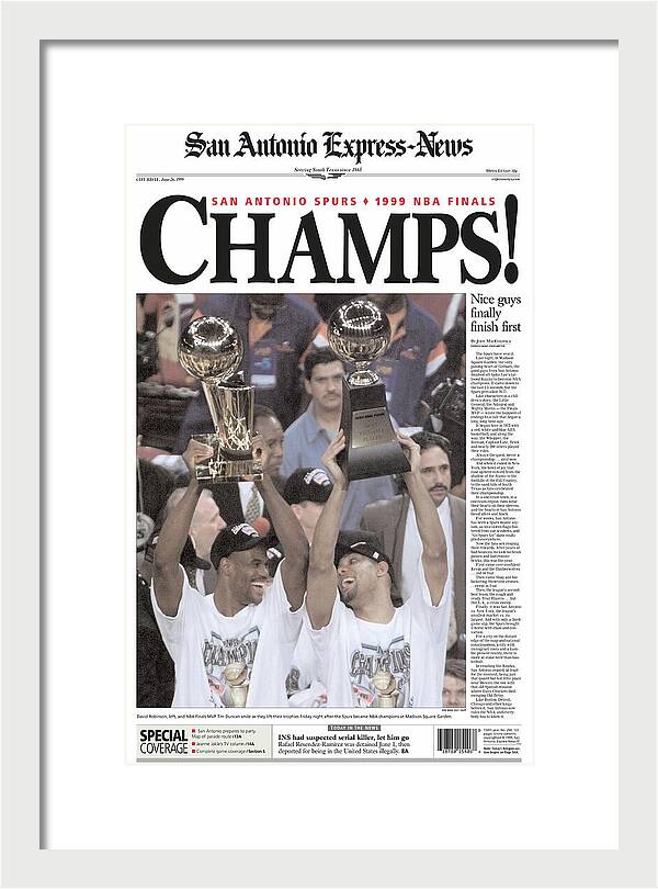 San Antonio Spurs 1999 NBA Finals Champs - Framed Print