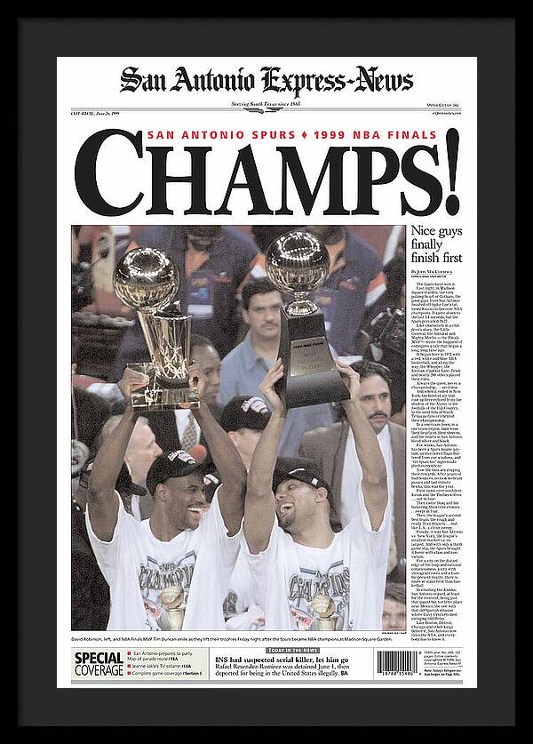 San Antonio Spurs 1999 NBA Finals Champs - Framed Print