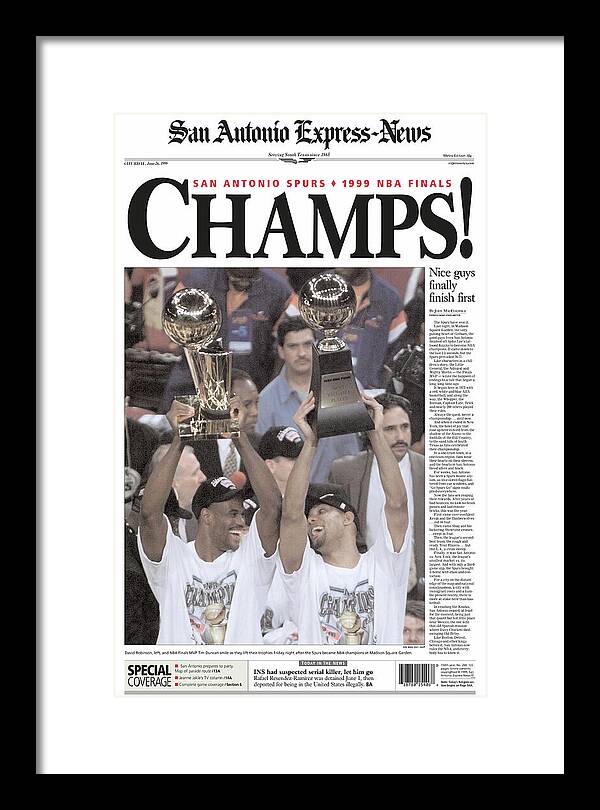 San Antonio Spurs 1999 NBA Finals Champs - Framed Print