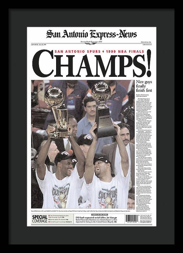 San Antonio Spurs 1999 NBA Finals Champs - Framed Print