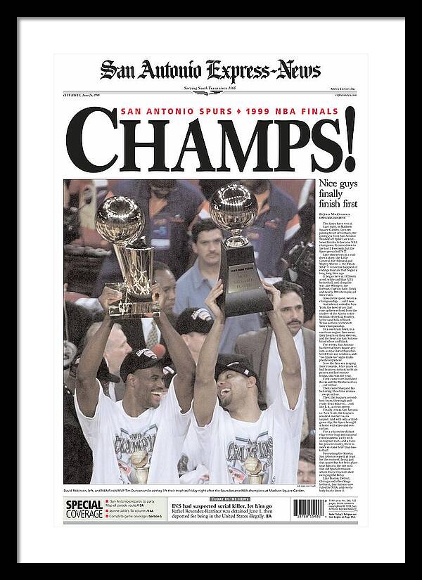 San Antonio Spurs 1999 NBA Finals Champs - Framed Print