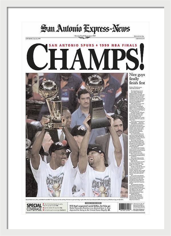 San Antonio Spurs 1999 NBA Finals Champs - Framed Print