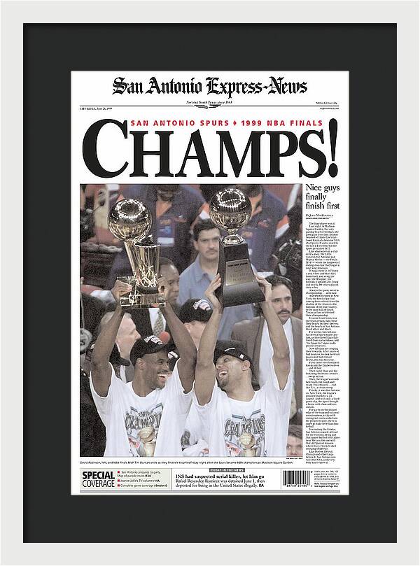 San Antonio Spurs 1999 NBA Finals Champs - Framed Print