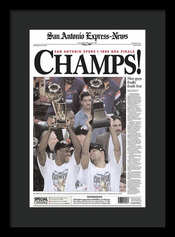 San Antonio Spurs 1999 NBA Finals Champs - Framed Print