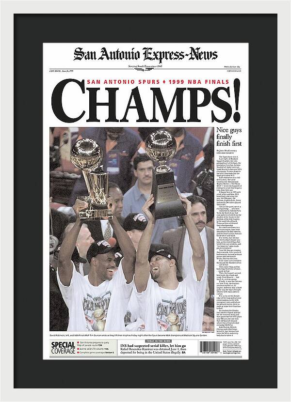 San Antonio Spurs 1999 NBA Finals Champs - Framed Print