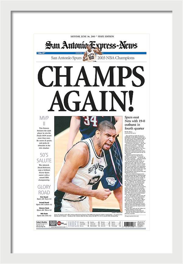San Antonio Spurs 2003 NBA Champions - Framed Print