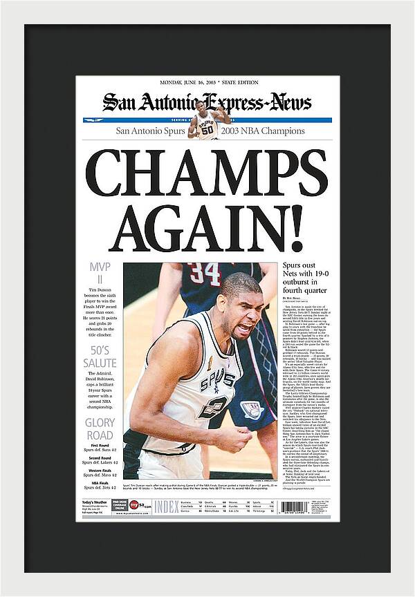 San Antonio Spurs 2003 NBA Champions - Framed Print