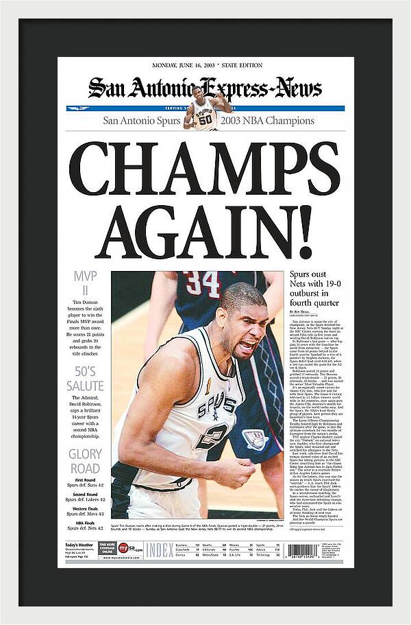 San Antonio Spurs 2003 NBA Champions - Framed Print