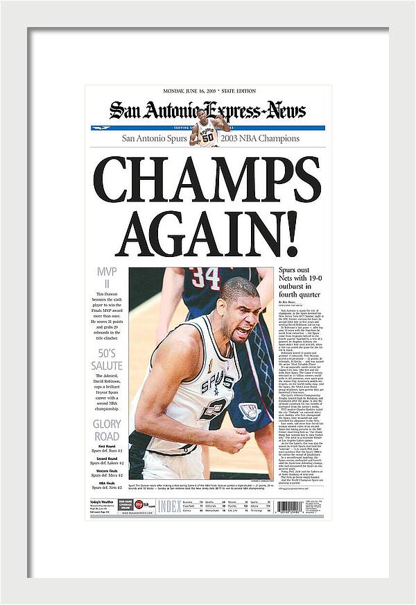 San Antonio Spurs 2003 NBA Champions - Framed Print