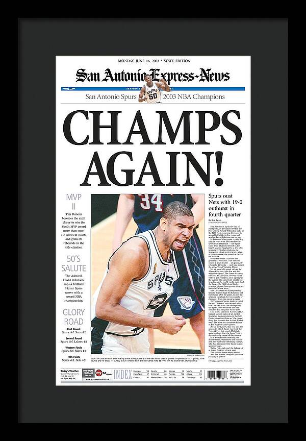 San Antonio Spurs 2003 NBA Champions - Framed Print