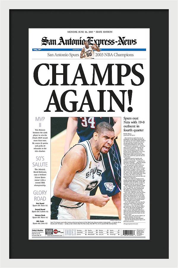 San Antonio Spurs 2003 NBA Champions - Framed Print