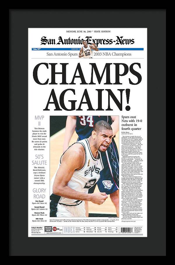 San Antonio Spurs 2003 NBA Champions - Framed Print