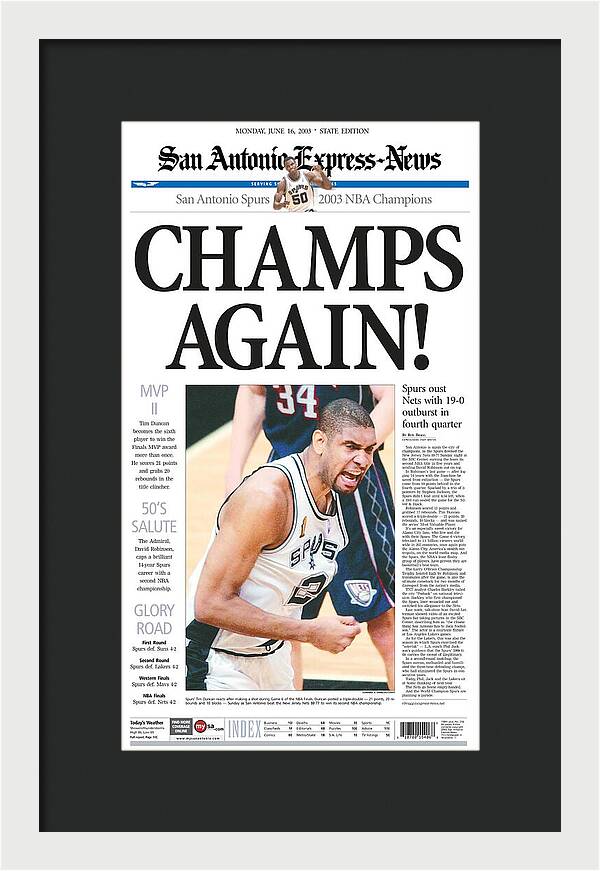 San Antonio Spurs 2003 NBA Champions - Framed Print