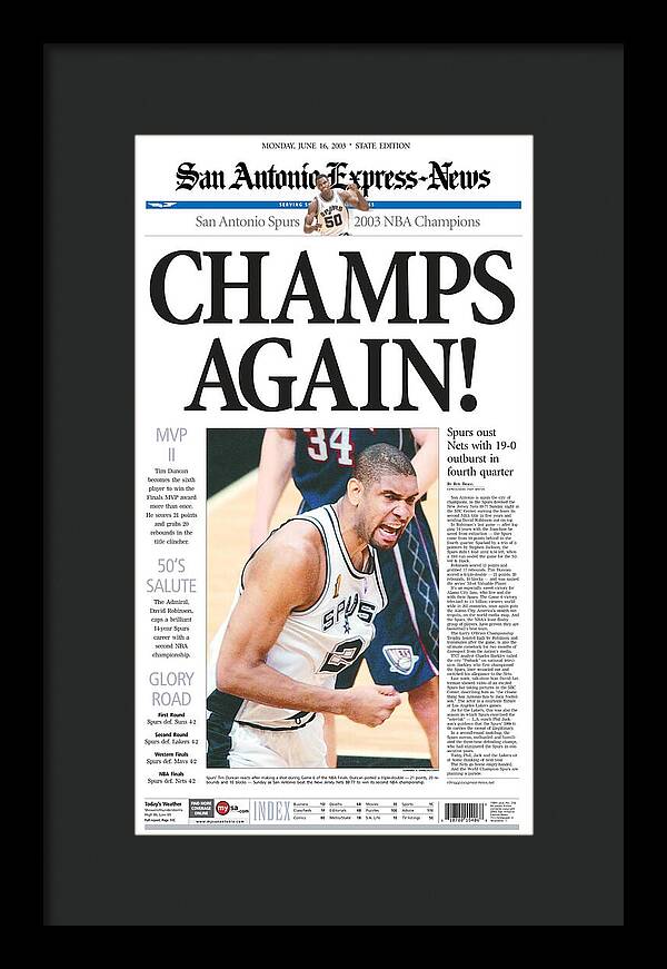 San Antonio Spurs 2003 NBA Champions - Framed Print