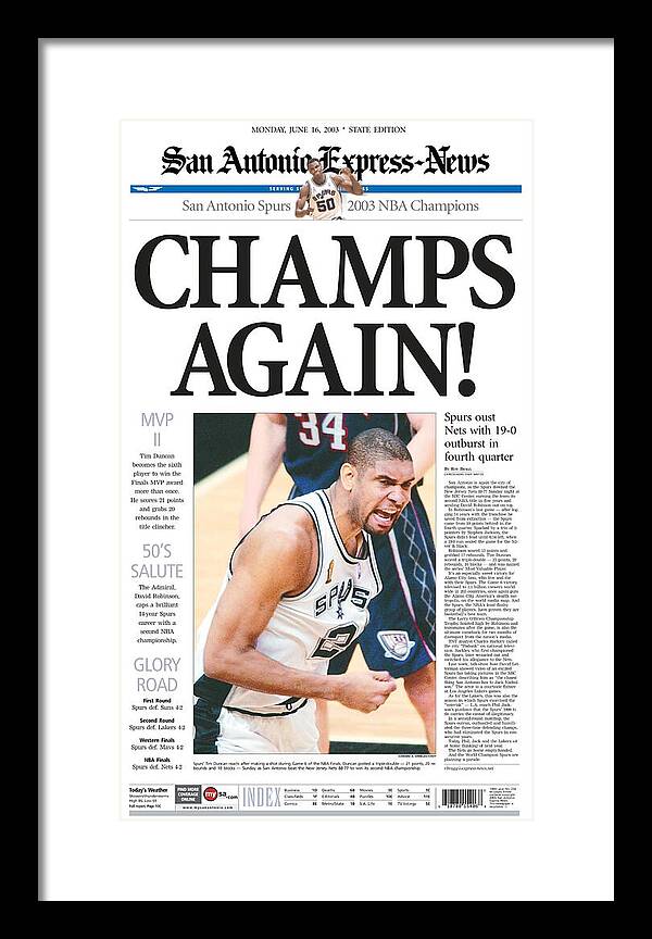 San Antonio Spurs 2003 NBA Champions - Framed Print