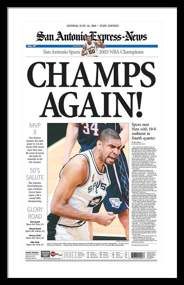 San Antonio Spurs 2003 NBA Champions - Framed Print