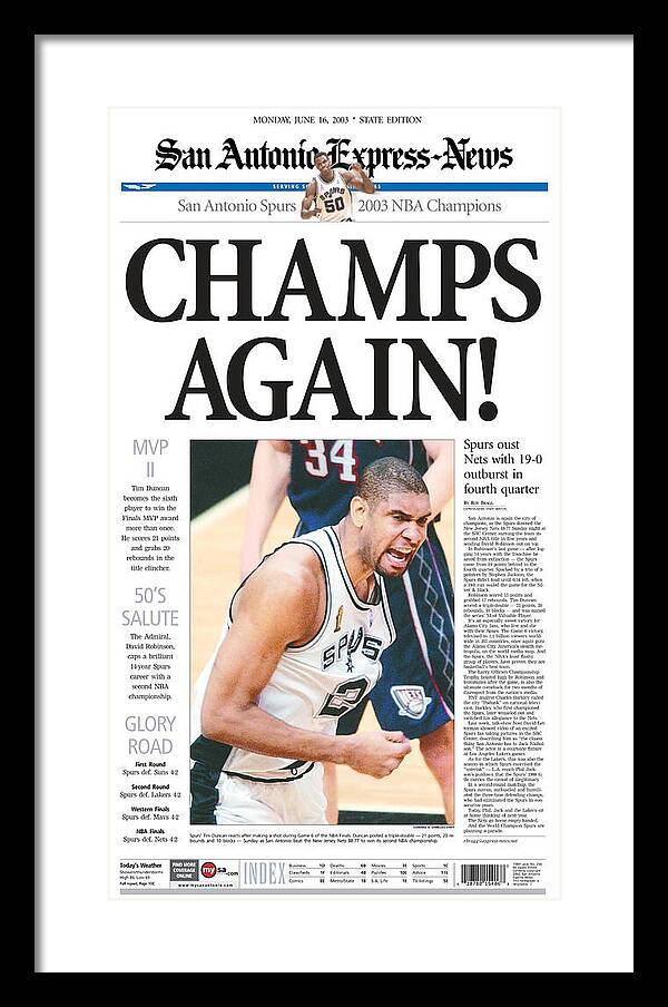 San Antonio Spurs 2003 NBA Champions - Framed Print
