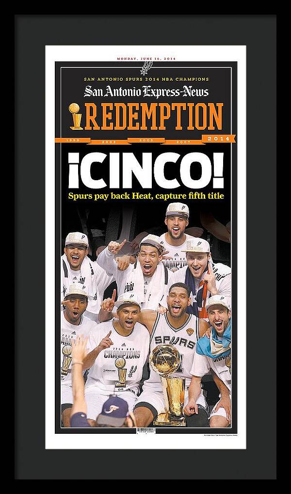 San Antonio Spurs Celebrate Fifth NBA Championship 2014 - Framed Print
