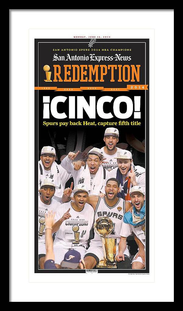 San Antonio Spurs Celebrate Fifth NBA Championship 2014 - Framed Print