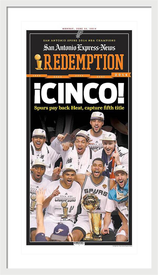 San Antonio Spurs Celebrate Fifth NBA Championship 2014 - Framed Print