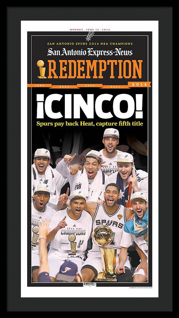 San Antonio Spurs Celebrate Fifth NBA Championship 2014 - Framed Print