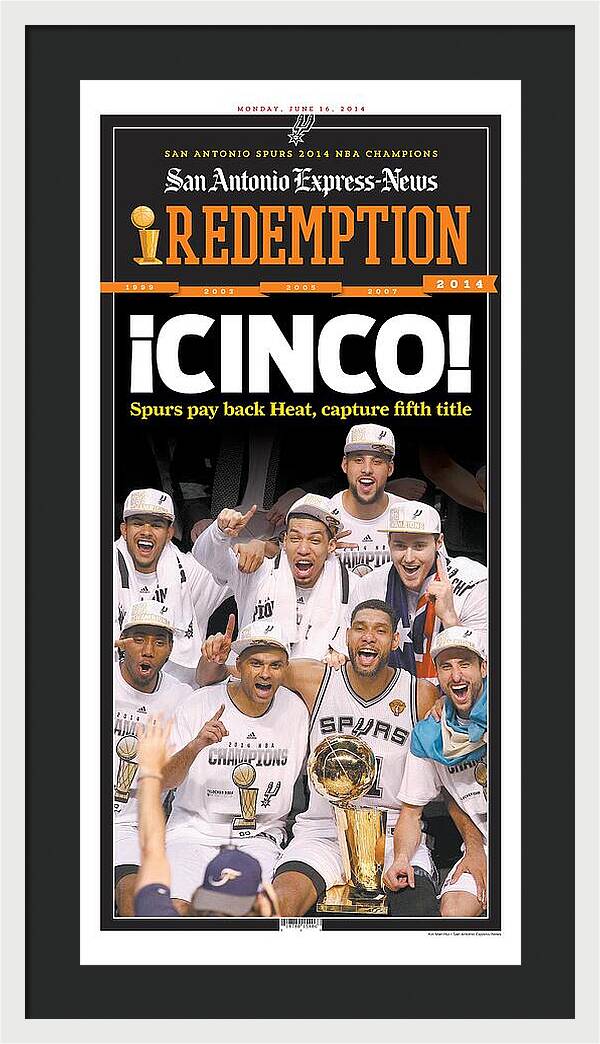 San Antonio Spurs Celebrate Fifth NBA Championship 2014 - Framed Print