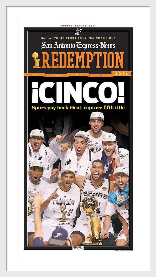 San Antonio Spurs Celebrate Fifth NBA Championship 2014 - Framed Print
