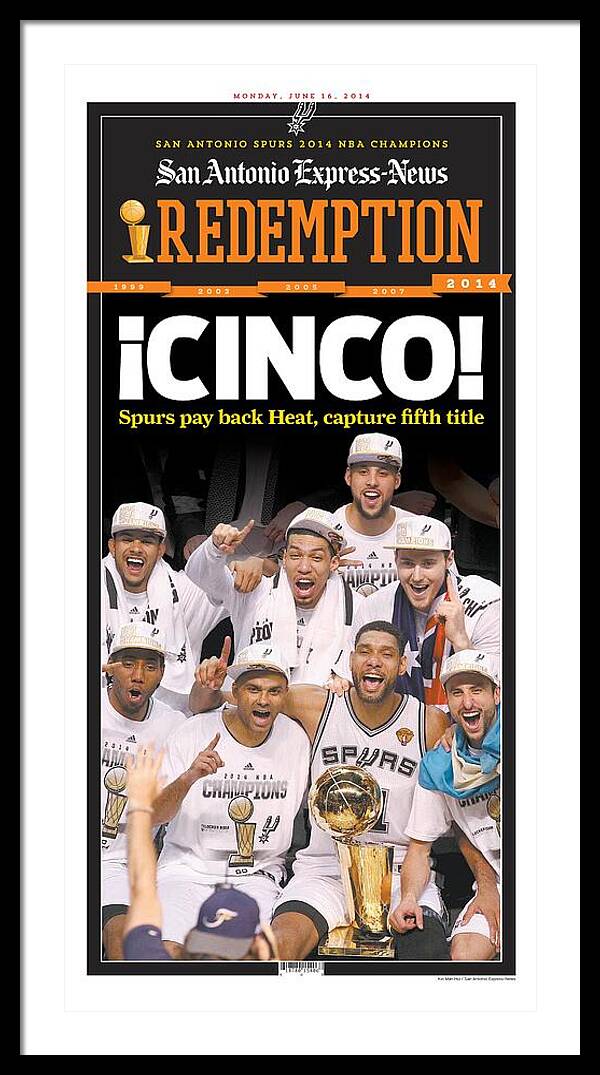 San Antonio Spurs Celebrate Fifth NBA Championship 2014 - Framed Print