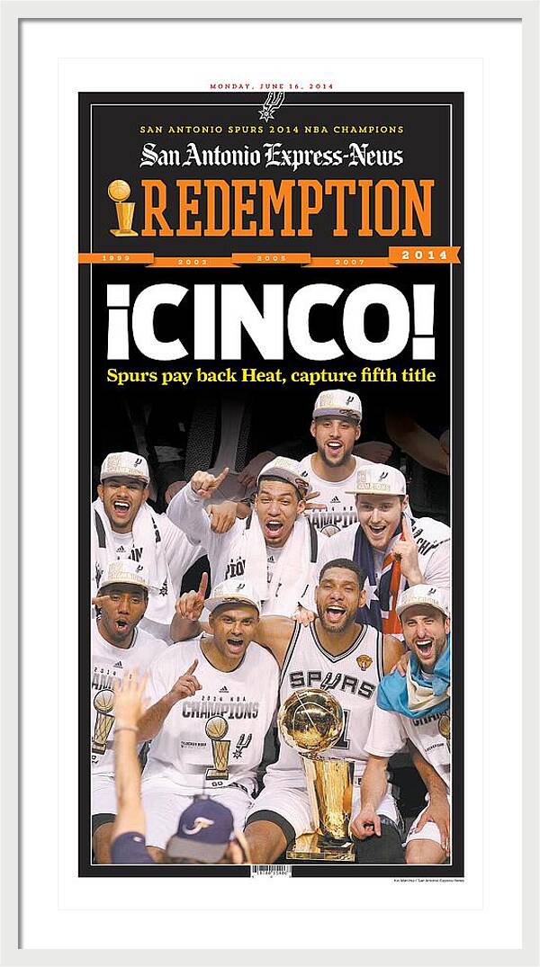 San Antonio Spurs Celebrate Fifth NBA Championship 2014 - Framed Print