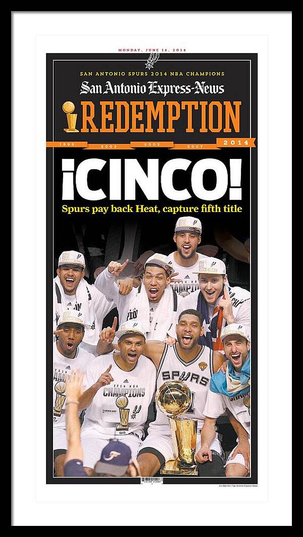 San Antonio Spurs Celebrate Fifth NBA Championship 2014 - Framed Print