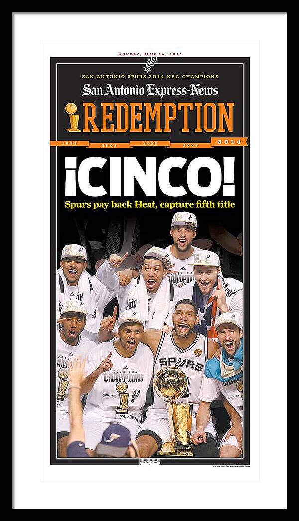 San Antonio Spurs Celebrate Fifth NBA Championship 2014 - Framed Print