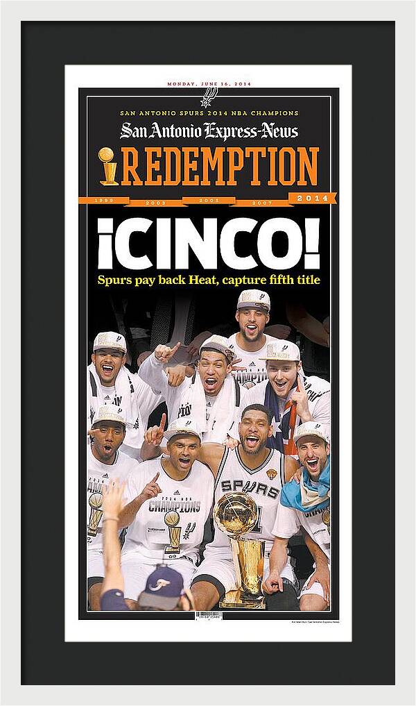 San Antonio Spurs Celebrate Fifth NBA Championship 2014 - Framed Print