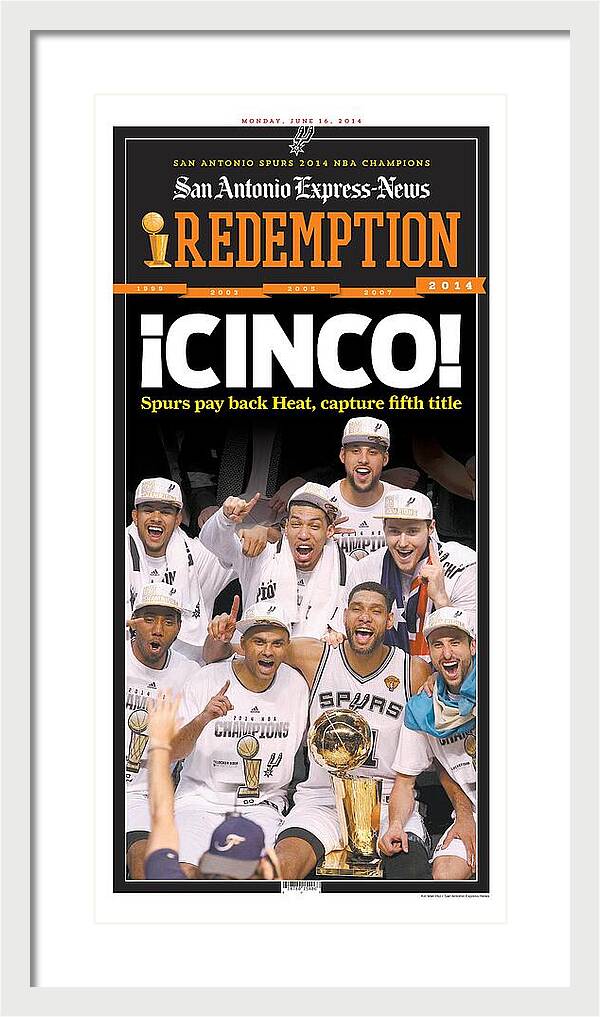 San Antonio Spurs Celebrate Fifth NBA Championship 2014 - Framed Print