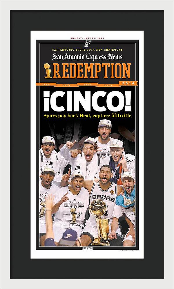 San Antonio Spurs Celebrate Fifth NBA Championship 2014 - Framed Print