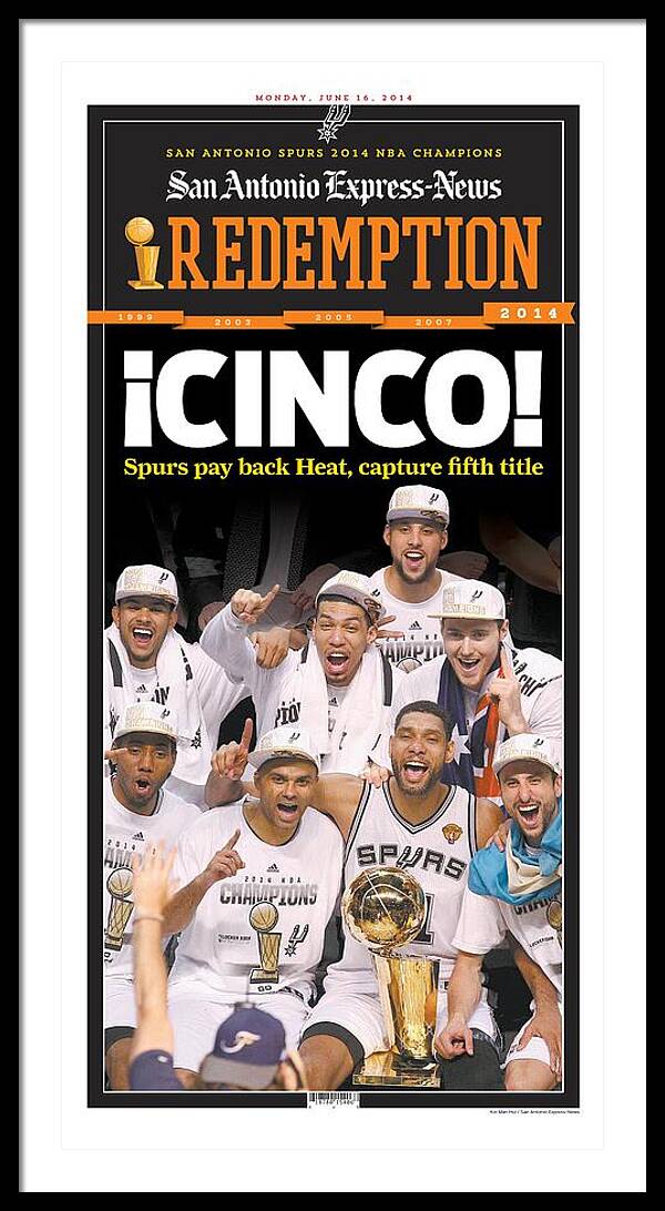 San Antonio Spurs Celebrate Fifth NBA Championship 2014 - Framed Print