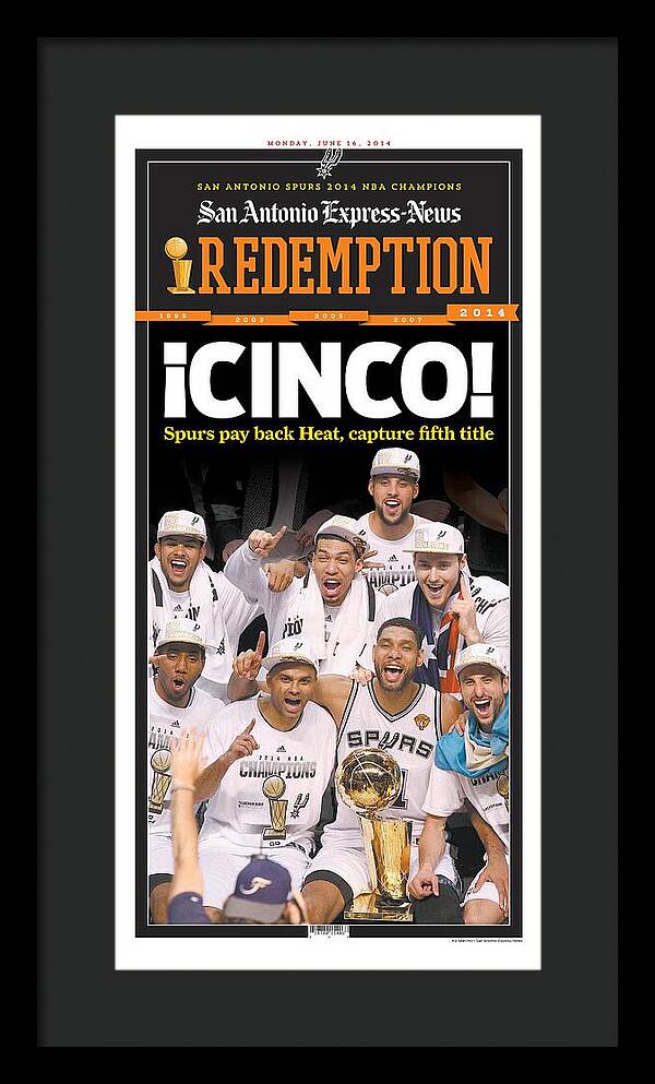 San Antonio Spurs Celebrate Fifth NBA Championship 2014 - Framed Print