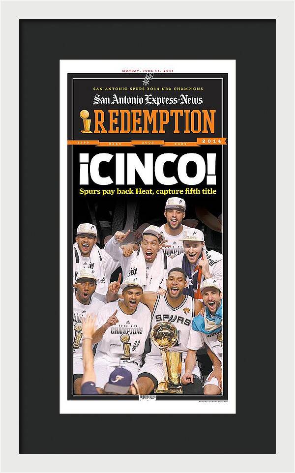 San Antonio Spurs Celebrate Fifth NBA Championship 2014 - Framed Print