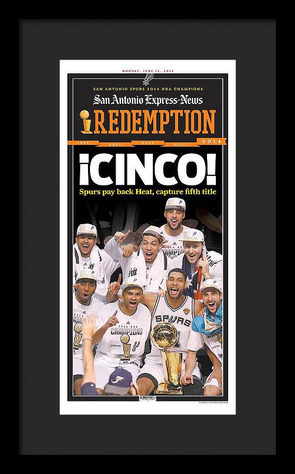 San Antonio Spurs Celebrate Fifth NBA Championship 2014 - Framed Print