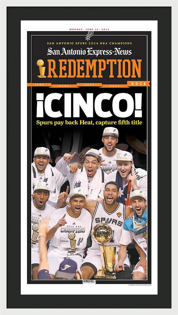 San Antonio Spurs Celebrate Fifth NBA Championship 2014 - Framed Print