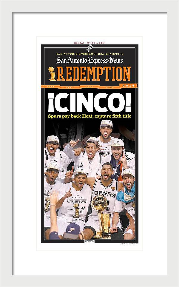 San Antonio Spurs Celebrate Fifth NBA Championship 2014 - Framed Print