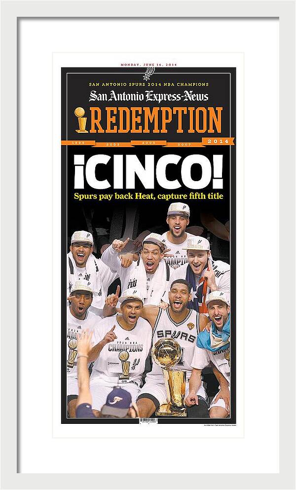 San Antonio Spurs Celebrate Fifth NBA Championship 2014 - Framed Print