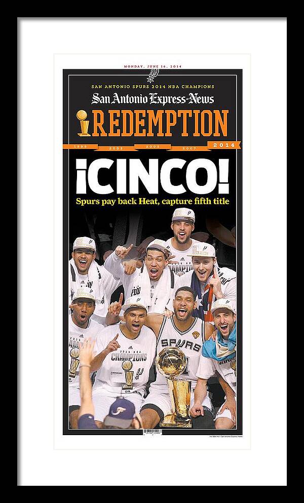 San Antonio Spurs Celebrate Fifth NBA Championship 2014 - Framed Print