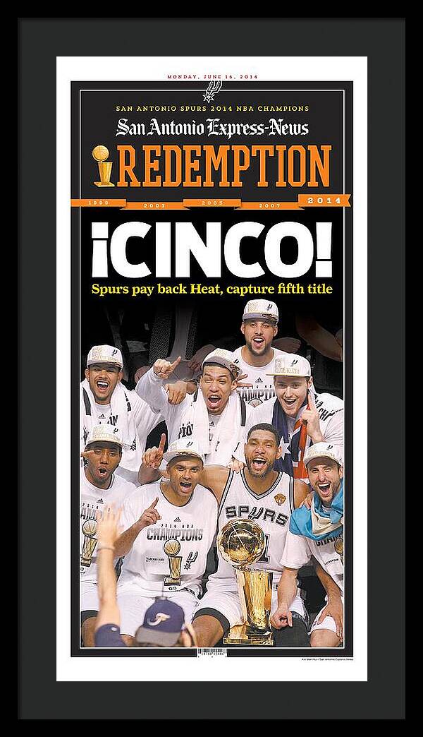 San Antonio Spurs Celebrate Fifth NBA Championship 2014 - Framed Print